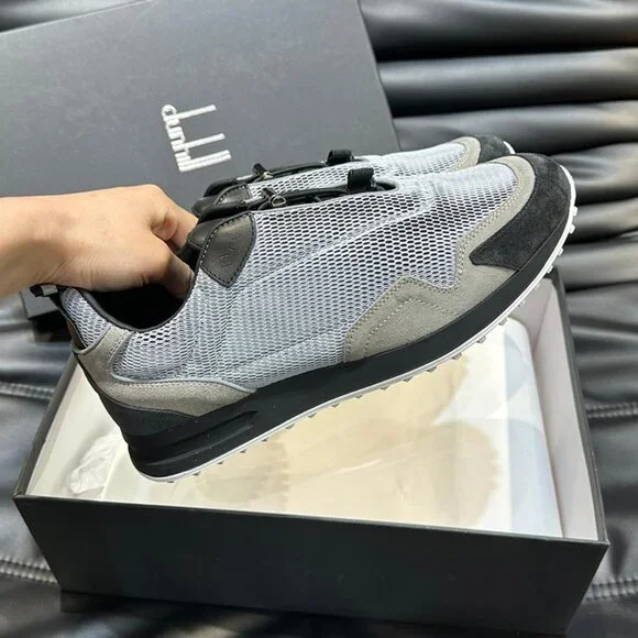 Dunhill Mens Lace-Up Leisure Mesh Sneakers Grey - Picture 6 of 10